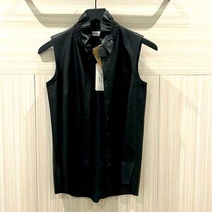 Akris - button down lamb leather top